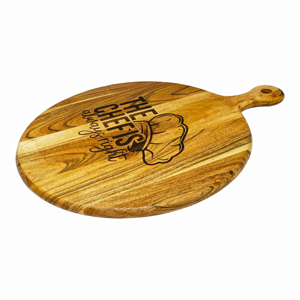 Tabla de cortar redonda de madera con asa, tabla de picar de madera grabada para chef, tabla para servir para uso en la cocina - Product Image 3