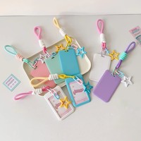 Sweet Girl's 3-Inch Photocard Holder avec Star Pendentif Bus Access Slide Cover Case pour Passeport Credit Photo Use