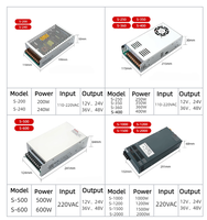 Fuente de Alimentación Tipo S de 15W-5000W, AC a DC 12V 24V 48V, Salida Única de 35W 50W 60W 75W 100W 120W 150W 200W 250W, Fuente de Alimentación Conmutada