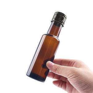 Bouteille ronde en verre <span class=keywords><strong>brun</strong></span> ambré de 100ml avec bouchon à vis <span class=keywords><strong>petit</strong></span> bouchon en métal <span class=keywords><strong>ou</strong></span> en plastique sérigraphié huile d'olive huile de cuisson Marasca - Product Image 3