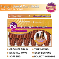 6X Mira Hair 450g 24 pouces Cheveux à tresser bouclés à la française, Boucles Boho, Pack de tresses françaises, Tissages de cheveux au crochet, Trame simple