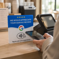 Acryl NFC Google Bewertungskarte Tischständer, Tippen zum Bewerten mit QR-Backup, 13,56MHz Programmierbarer Chip, OEM-Logo