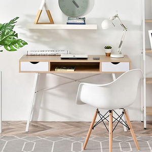 Tối giản hiện đại kim loại x-chân thiết kế máy tính bảng không gian tiết kiệm hiệu quả bàn văn phòng với 2 ngăn kéo lưu trữ cho không gian làm việc - Product Image 1