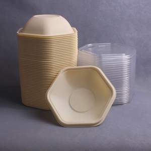 Conteneurs alimentaires jetables biodégradables en amidon de maïs pour vente en gros, boîtes à emporter 750ml 1100ml 1600ml, bols à salade hexagonaux - Product Image 1