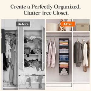 5-Tier Non-Woven Hanging Closet Organizer Foldable Storage <b>Shelf</b> with 2 Sturdy Metal <b>Hooks</b> for Wardrobe Bedroom Dorm - Product Image 5