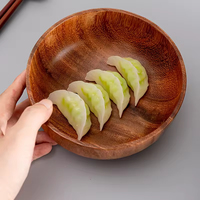 Ensemble de saladier et assiette en bois d'acacia écologique de haute qualité avec bol rond pour mélanger les soupes, idéal pour la maison