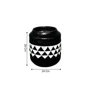 Indoor Planter Decorative Flower Pot <b>Home</b> Decor Living Room <b>Office</b> <b>Desk</b> Tabletop Greenery Holder Stylish Black <b>White</b> Accent - Product Image 3