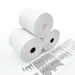 Rollo de impresora térmica de tamaño personalizado, rollo de papel térmico de caja registradora Jumbo de 80x80, 57x40mm, venta al por mayor