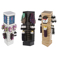 Tour rotative à 4 faces en bois pour présentoir de vêtements, chaussettes et accessoires de boutique