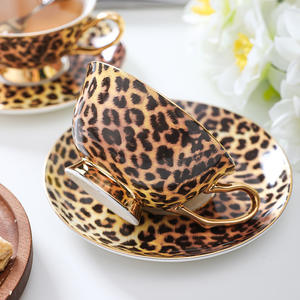Internet Celebrity Cross-border Leopard Bone China Moda Taza de café y platillo Estilo europeo Luz Lujo Té de la tarde - Product Image 2