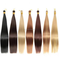 Extensions de cheveux synthétiques longs et soyeux, lisses comme des baguettes, pour tressage en vrac, support personnalisé, extensions de cheveux lisses comme des baguettes pour crochet