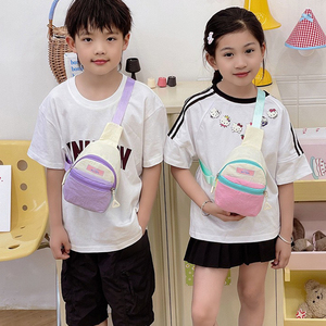 Wholesale Trendy Ultra Light Contrast Color Spliced <b>Kids</b> Fanny Chest Bag, Outdoor Sports Children Cross Bag - Product Image 1