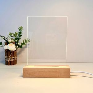 Luminous Blank Acryl Rewri table Transparent Message <span class=keywords><strong>Board</strong></span> Holz basis Nachtlicht - Product Image 3
