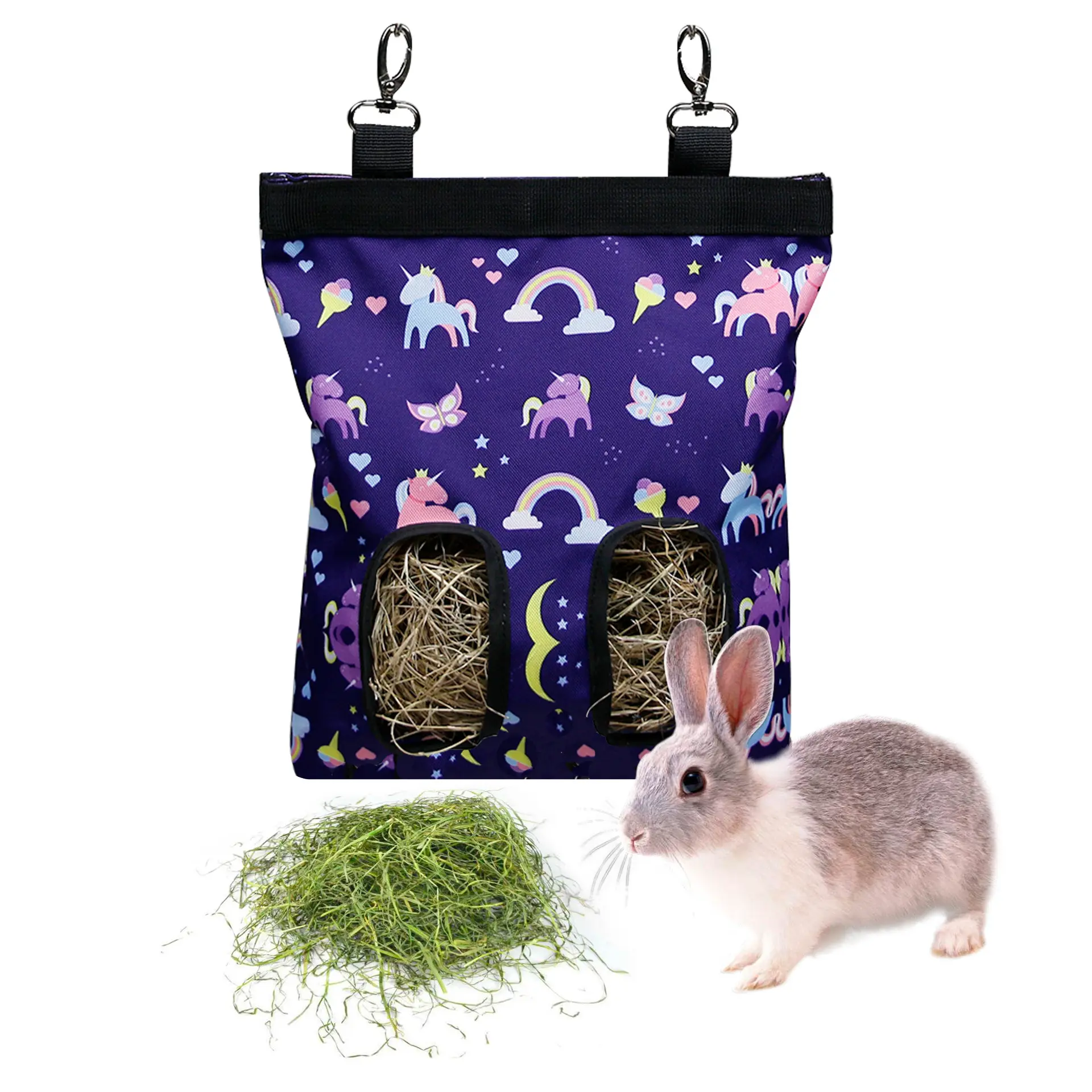 Chinchilla personnalisé pour hamsters et petits animaux sac pochette suspendu en toile cochon d'inde lapin mangeoire à foin