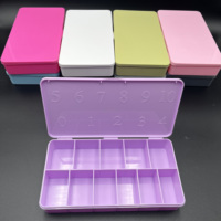 Boîte de rangement pour capsules d'ongles en gel acrylique réutilisables, couleur violet clair, de luxe, marque privée, avec 11 compartiments numérotés