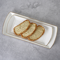 Leiweiye — assiette plate en céramique, assiette plate rectangulaire, en porcelaine, à bord doré, de service blanc, 11.5/13.5 pouces