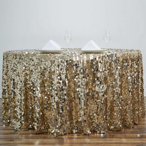 Mantel con purpurina de lentejuelas doradas de champán, decoración de fiesta de recepción de boda cuadrada de 120 pulgadas, cubierta de mesa redonda brillante - Product Image 1