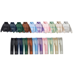 Ensemble sweat-shirt et pantalon de survêtement unisexe KIingSen OEM, délavé à l'acide, polaire doux, respirant, hiver, streetwear, polyester/coton, 400g - Product Image 5