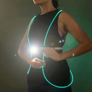 LUMIXELL Gilet de sécurité réfléchissant à LED clignotant 200lm avec lampe frontale rechargeable IP44 réglable pour la course à pied/le cyclisme – Fabrication chinoise - Product Image 1