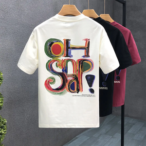 T-shirts pour hommes de haute qualité 100% coton imprimés d'ours, t-shirt surdimensionné épais, broderie personnalisée - Product Image 3