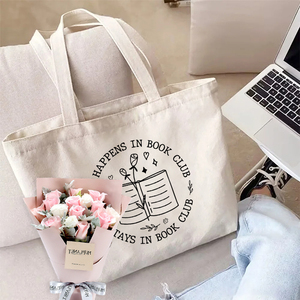 Borsa Tote Personalizzata con Motivo 'What Happens in Book Club Stays in Book Club' in Tela, Borsa a Spalla Riutilizzabile da Viaggio per Donne - Product Image 5