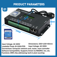 Prix d'usine bon marché H807SA 8 ports Artnet DMX SPI LED Pixel Controller permet le contrôleur de console DMX512 de carte SD