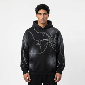 Sweat à capuche surdimensionné pour homme en coton 100% 430GSM, style streetwear, effet vintage, imprimé numérique, en molleton - Product Image 5
