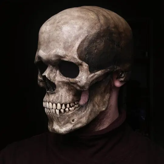Maschera teschio a testa piena con maschera teschio a mascella mobile maschere di Halloween a pieno facciale per adulti copricapo scheletro spaventoso