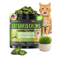 Complément alimentaire pour animaux de compagnie à haute teneur en protéines, enrichi en herbe à chat, favorisant la santé de la peau et digestive, sous forme de gommes, aide à éliminer les boules de poils