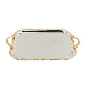ถาดเสิร์ฟโลหะ ถาดเสิร์ฟโลหะดีไซน์หรูสำหรับใช้ในบ้านหรือร้านกาแฟ - Product Image 2