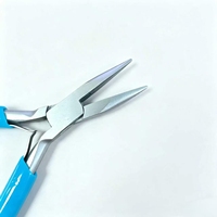 Alicates de punta fina sin dientes con mango de plástico y mordazas de PVC azul, mini herramienta para hacer joyas, envolver alambres, abalorios y manualidades DIY