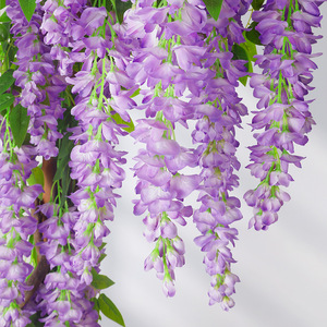 Guirlandes de fleurs artificielles de glycine vertes en soie plastique pour la décoration intérieure et les décorations de plafond de mariage - Product Image 2