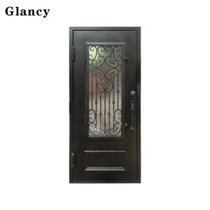Porta d'Ingresso Antifurto Moderna in Vetro e Metallo, Design in Ferro Battuto per Casa, Porte Francesi d'Entrata - Product Image 5