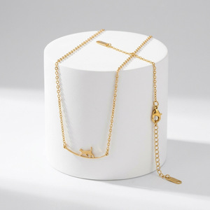 Chaîne de cheville en acier inoxydable avec pendentif chat, couleur argent, forme animale, pour usage décontracté - Product Image 2