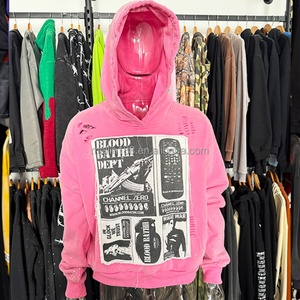 เสื้อฮู้ดดี้ทรงหลวมคุณภาพสูงแบบโอเวอร์ไซส์ ตกแต่งด้วยแพทช์ แอพพลิเคชั่น ทรงครอป บ็อกซี่ สำหรับผู้ชาย ผู้ผลิตเสื้อฮู้ดดี้แบบย้อมสีเอซิด - Product Image 2