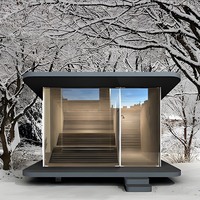 Sauna sec en bois de cèdre rouge carré écologique, sauna extérieur à vapeur sèche