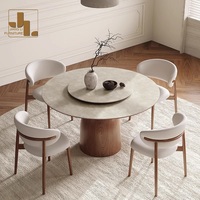 Meubles de salle à manger d'hôtel modernes, style nordique, cadre en bois, table ronde en noyer et ensemble de chaises