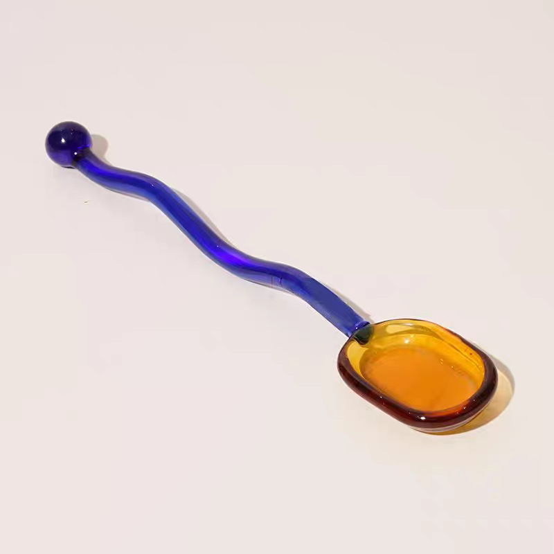 16cm Amber Spoon Blue Handle