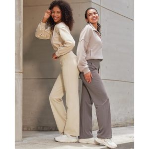 Pantaloni da yoga da donna a gamba larga, vita alta, elasticizzati, con tasche, casual, per taglie petite, regolari e alte - Product Image 6