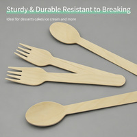 Ensemble de couverts jetables en bois de bouleau naturel compostable de 160 mm, vente en gros, couteaux, fourchettes et cuillères écologiques pour dîner, pack de fournitures