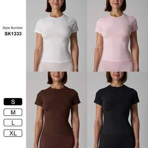 Haut de <span class=keywords><strong>Fitness</strong></span> <span class=keywords><strong>Femme</strong></span> SK1333 Manches Courtes, Coupe Slim, Léger et Respirant en 76% Polyamide 24% Élasthanne - Product Image 5