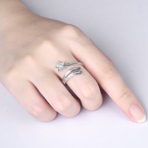 Anillo de Moda para Mujer con Diamante Natural en Forma de Estrella, Chapado en Oro Blanco de 18k y Rodio, Personalizado al por Mayor por Sunstar - Product Image 4