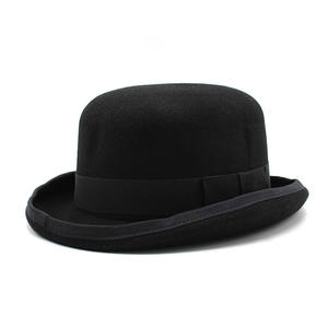 Cappello a Bombetta Tradizionale per Uomo e Donna, Derby Nero in Feltro di Lana, Cappelli Formali Stile Chaplin con Fodera in Seta - Product Image 4
