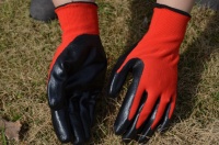 ISO9000 13 Polyester Rouge 13 pouces Gants en nitrile à haute adhérence Gants de travail industriels