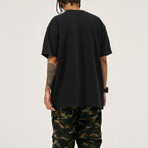 Camisetas Streetwear Oversize Negras de Hombro Caído, de Algodón Pesado 100% Liso, Estilo Boxy para Hombre - Fabricante - Product Image 4