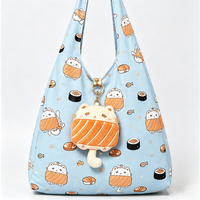Sushi Cat Soft Pulshies, sac de courses pliable et réutilisable écologique personnalisé, porte-clés en peluche personnalisé, OEM ODM, animal en peluche