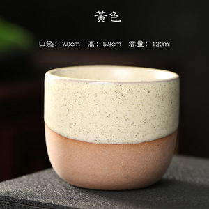 Venta al por mayor de tazas de té de cerámica rústica de 120 ml estilo japonés, tazas individuales creativas, tazas retro con efecto de horno. - Product Image 4