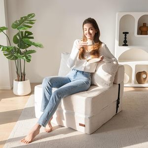 4 in 1 Folding Sofa Bed Convertible Sleeper <strong>Chair</strong> <strong>with</strong> Pillow <strong>with</strong> <strong>Back</strong> <strong>Support</strong> Couches Foam <strong>Floor</strong> Mattress <strong>with</strong> Cushion - Product Image 2