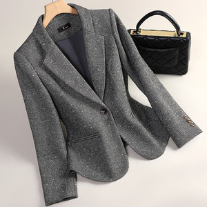 Women's Wool Blazer Coffee Color Slim Fit Autumn Winter Casual Suit GDX1669 - Product Image 4