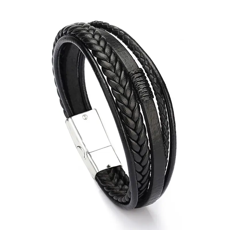 Vrouwelijke Armband Sieraden Mannen Vrouwen Punk Bedeltje Lederen Armband Meerlagig Handgeweven Heren Armband Etnische Stijl Sieraden